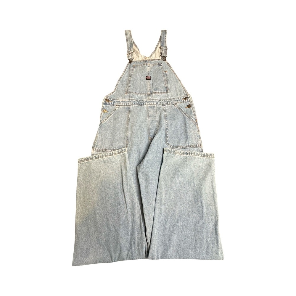 Unionbay Overalls Womens L 32x30 Light Wash Wide Leg Denim Workwear Boho